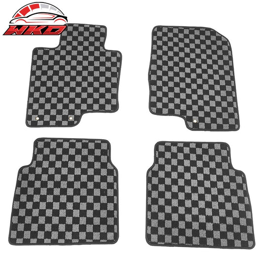 Wholesale 11-14 Hyundai Sonata Floor Mats Non-Slip Carpets Checkered Black Gray Plaid - Wikond Auto