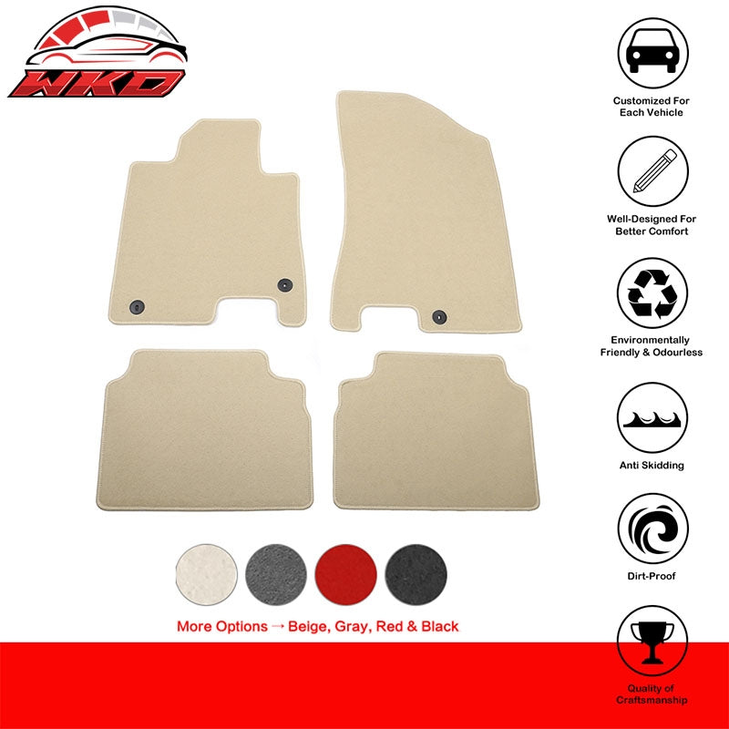 Fits 20-26 Hyundai Sonata 21-26 Kia K5 Anti-Slip Floor Mats Carpet Nylon - Beige