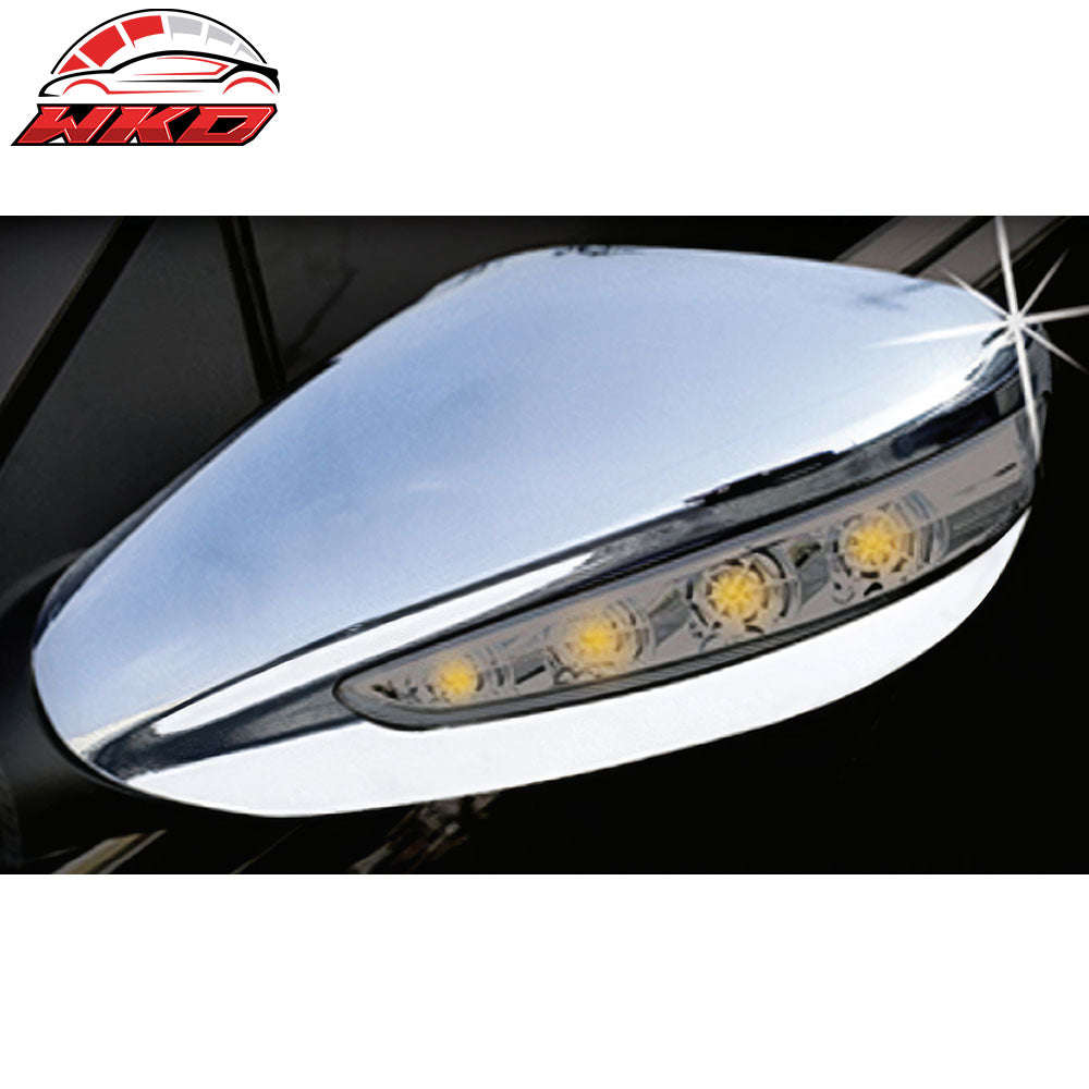 Fits 11-14 Hyundai Sonata Limited 2PCS Side Mirror Cover W/Light Cut Out Chrome