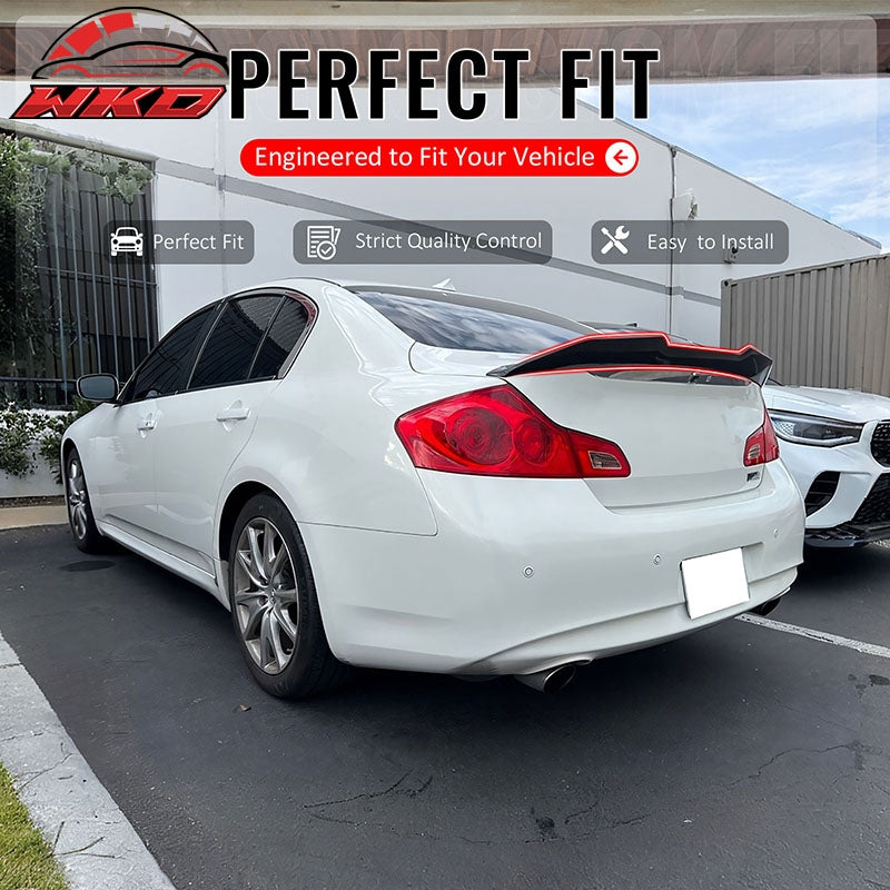 Fits 09-15 INFINITI G37 G25 Q40 Trunk Spoiler Carbon Fiber Print PSM Style ABS