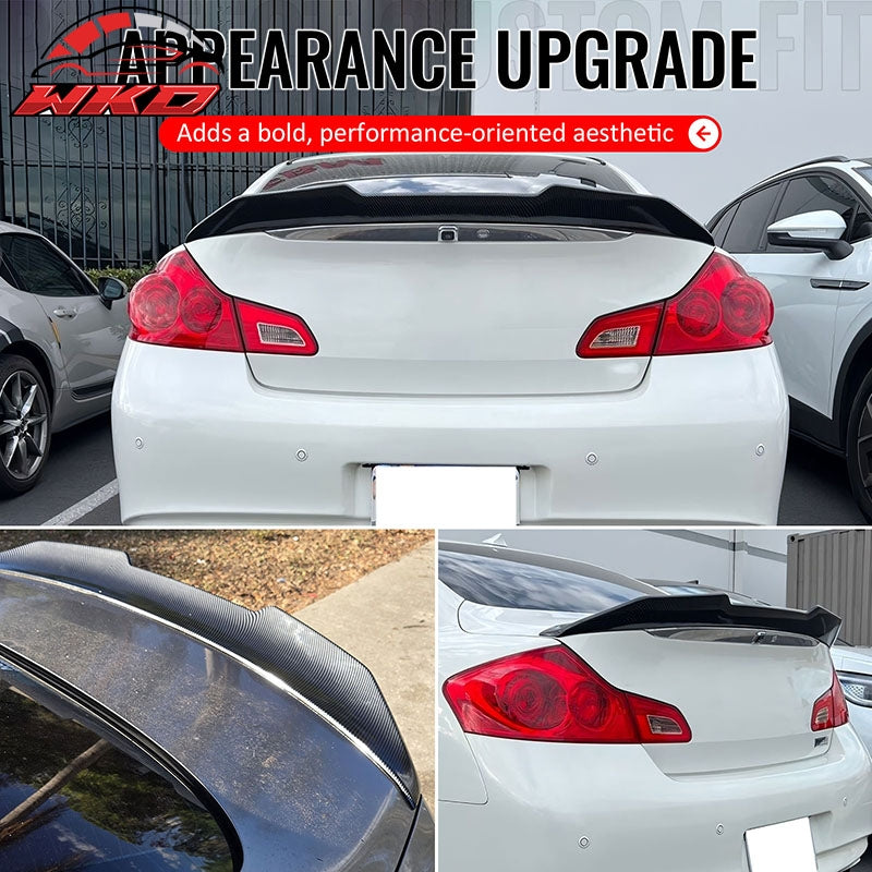 Fits 09-15 INFINITI G37 G25 Q40 Trunk Spoiler Carbon Fiber Print PSM Style ABS