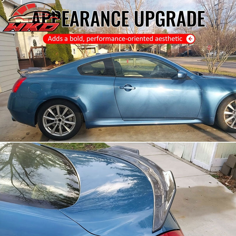 Fits 08-13 INFINITI G37 14-15 Q60 Trunk Spoiler Carbon Fiber Print PSM Style ABS