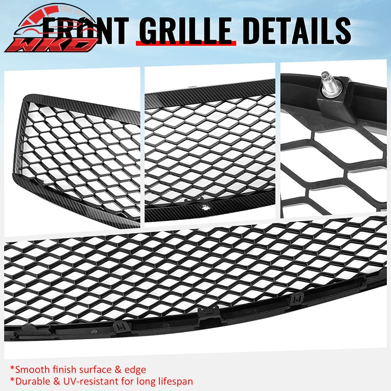 Fits 07-08 Infiniti G35 4Dr Honeycomb Style Upper Grille Carbon Fiber Print ABS