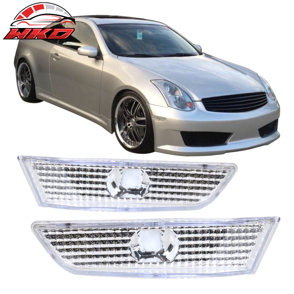 Fits 03-07 Infiniti G35 2DR Coupe Clear Lens Side Marker Bumper Lights Lamp Pair