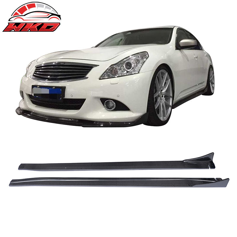 Fit 10-13 Infiniti G37 V36 JC Style 2PC Side Skirts Carbon Fiber