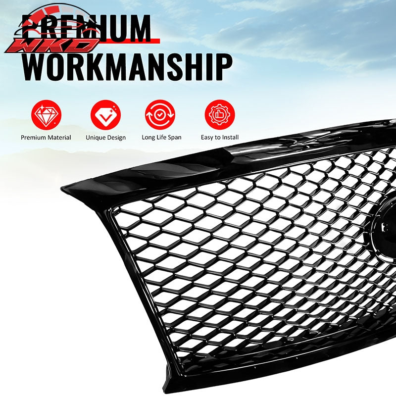 Wholesale For 11-15 Infiniti M56 M35h M37 Q70 Gloss Black Honeycomb Style Upper Grille ABS - Wikond Auto