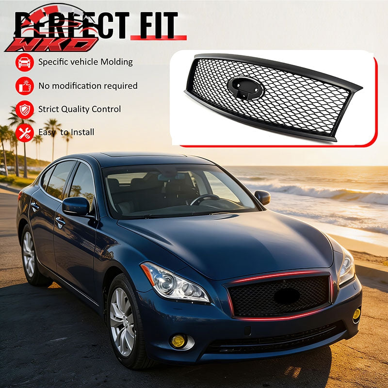 Wholesale For 11-15 Infiniti M56 M35h M37 Q70 Matte Black Honeycomb Style Upper Grille ABS - Wikond Auto