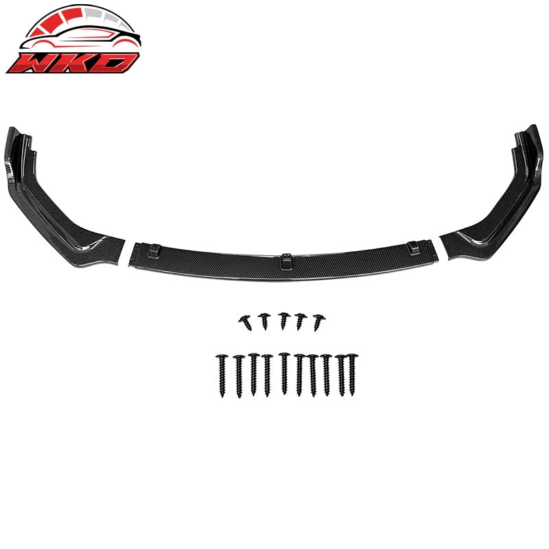 Fits 18-24 Infiniti Q50 Base Carbon Fiber Print PP 3PC Front Bumper Lip Spoiler