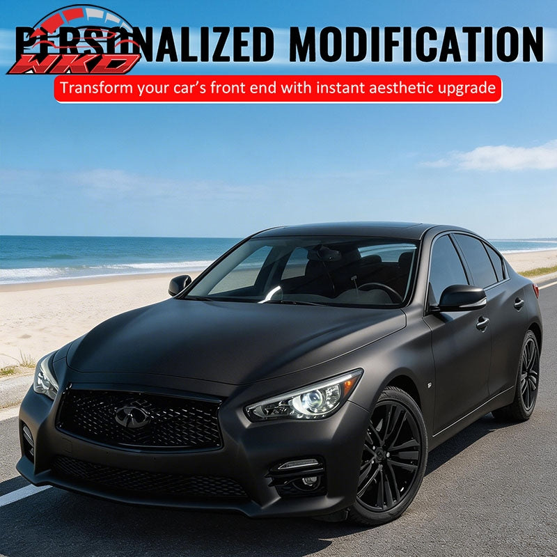 Fits 14-17 Infiniti Q50 Carbon Fiber Print OE Style Front Grille Frame Trim ABS