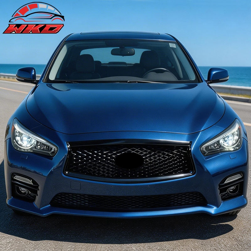 Fits 14-17 Infiniti Q50 Carbon Fiber Print OE Style Front Grille Frame Trim ABS