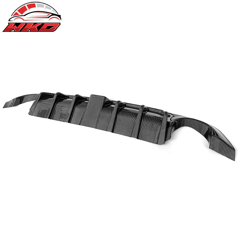 Fits 18-24 Infiniti Q50 Carbon Fiber Print LED Brake Light Rear Bumper Diffuser