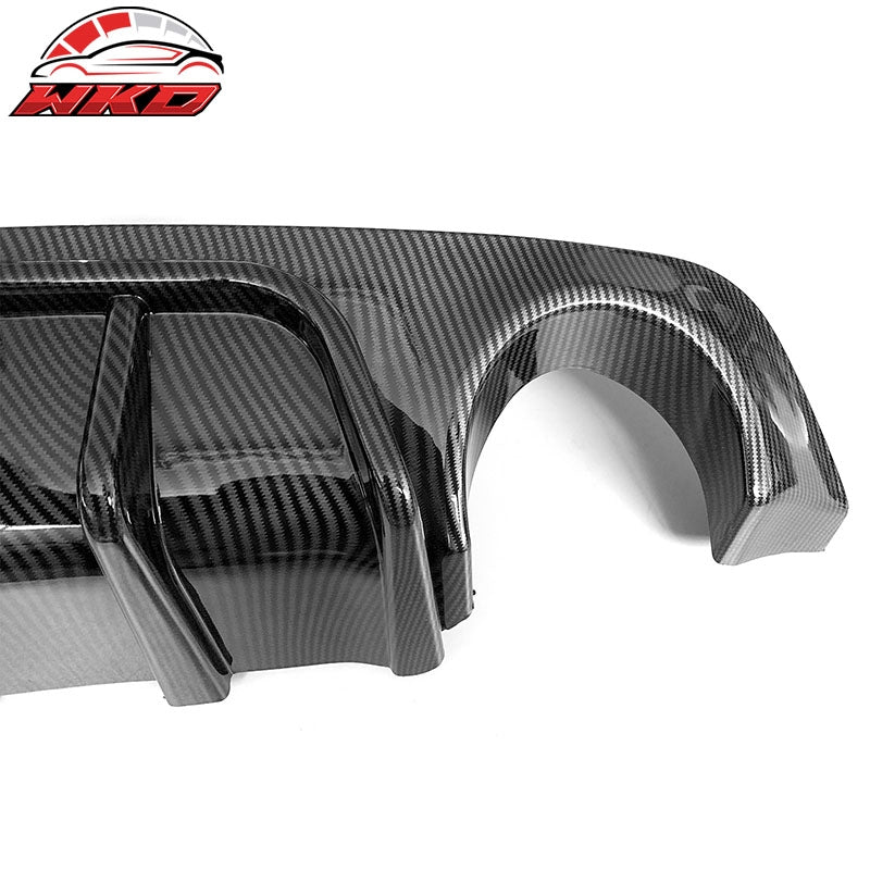 Fits 18-24 Infiniti Q50 Carbon Fiber Print LED Brake Light Rear Bumper Diffuser
