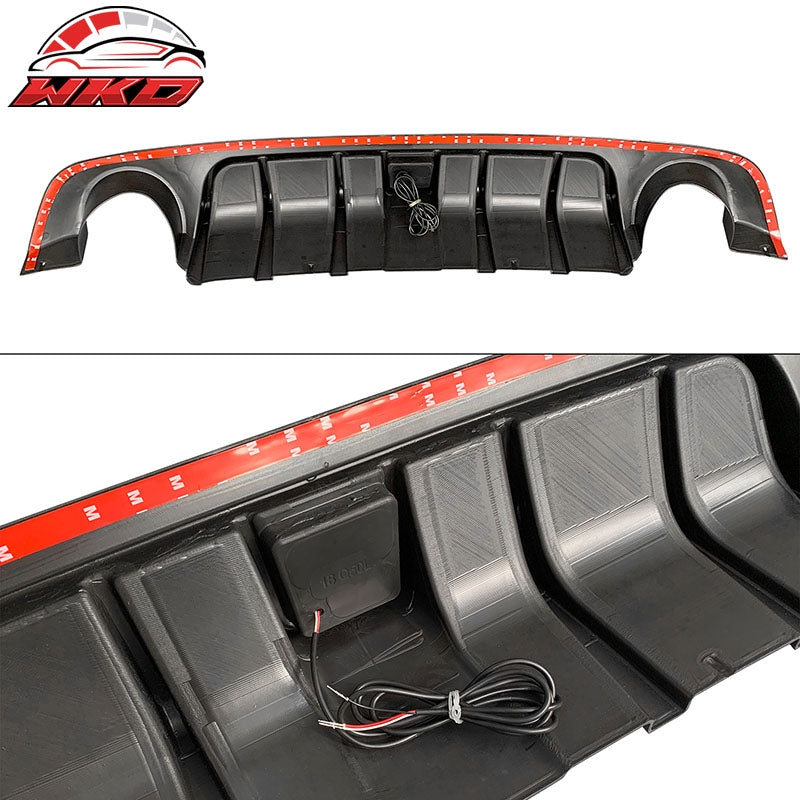 Fits 18-24 Infiniti Q50 Carbon Fiber Print LED Brake Light Rear Bumper Diffuser