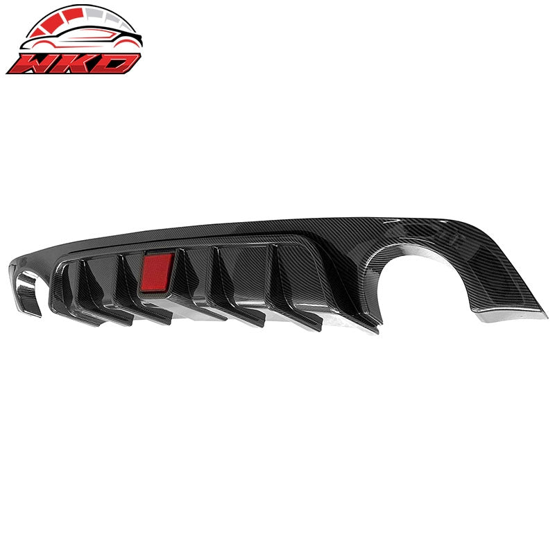 Fits 18-24 Infiniti Q50 Carbon Fiber Print LED Brake Light Rear Bumper Diffuser
