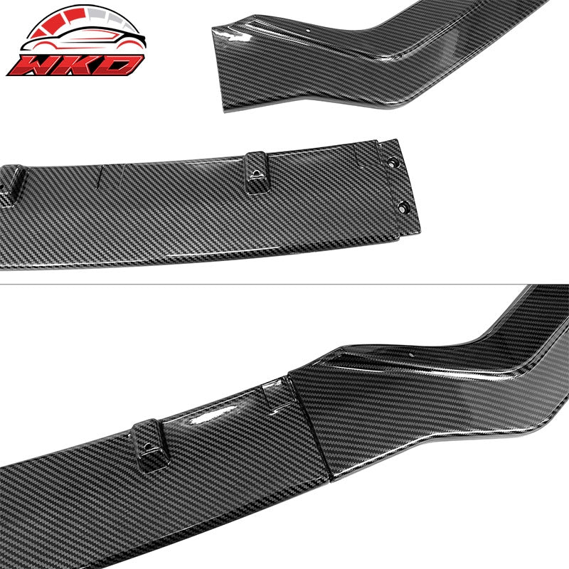 Fits 18-24 Infiniti Q50 Carbon Fiber Print Sport Front Bumper Lip Spoiler 3PC