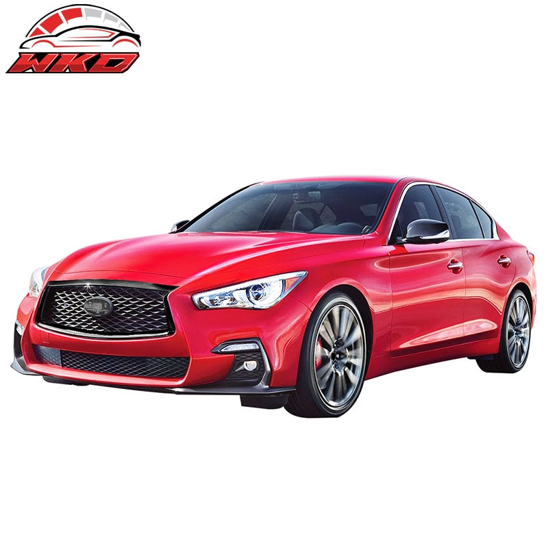 Fits 18-24 Infiniti Q50 Eau Rouge Concept Grille w/ Parking Sensor Gloss Black