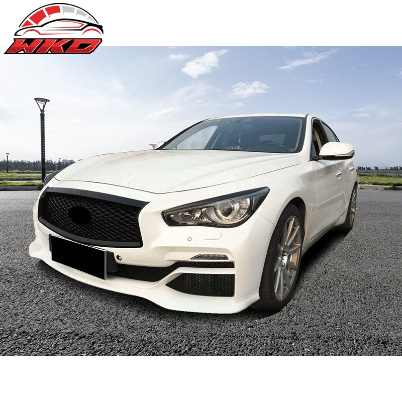 Fits 14-17 Infiniti Q50 Sedan Eau Rouge Concept Mesh Grille in MATTE Black