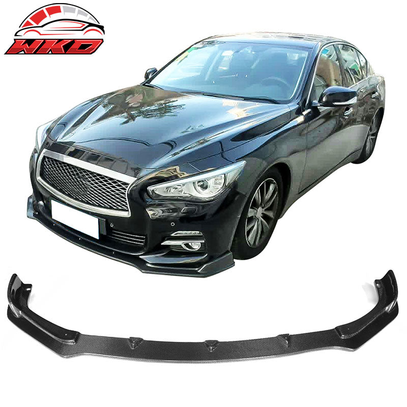 Fits 14-17 Infiniti Q50 V37 ST Style Front Bumper Lip - Matte Carbon Fiber
