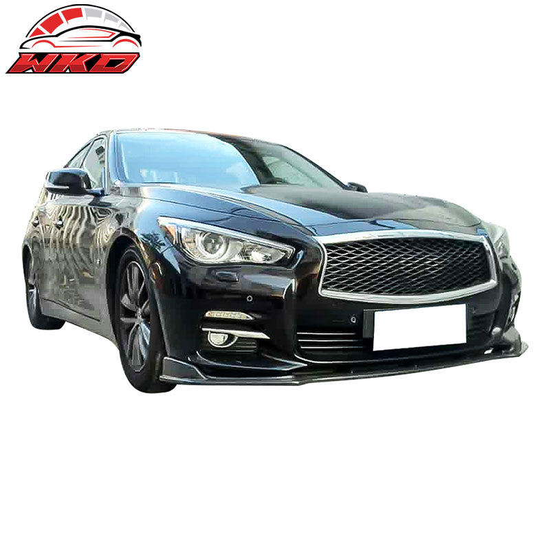 Fits 14-17 Infiniti Q50 V37 Base ST Front Bumper Lip Carbon Fiber