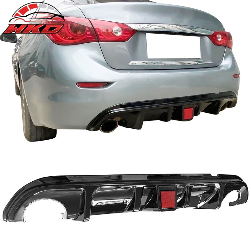 Wholesale 14-17 Infiniti Q50 Gloss Black LED Brake Light PP Rear Bumper Lip Diffuser