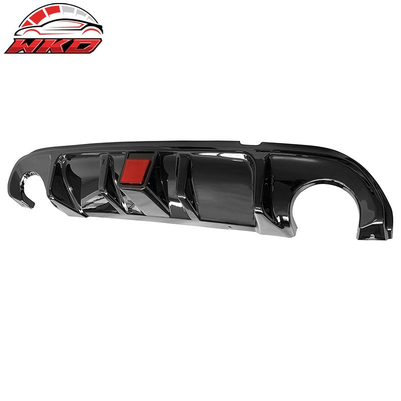 Fits 14-17 Infiniti Q50 Gloss Black LED Brake Light PP Rear Bumper Lip Diffuser