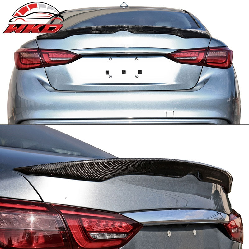 Fits 14-24 Infiniti Q50 Japanese Style Rear Trunk Spoiler Lip Matte Carbon Fiber
