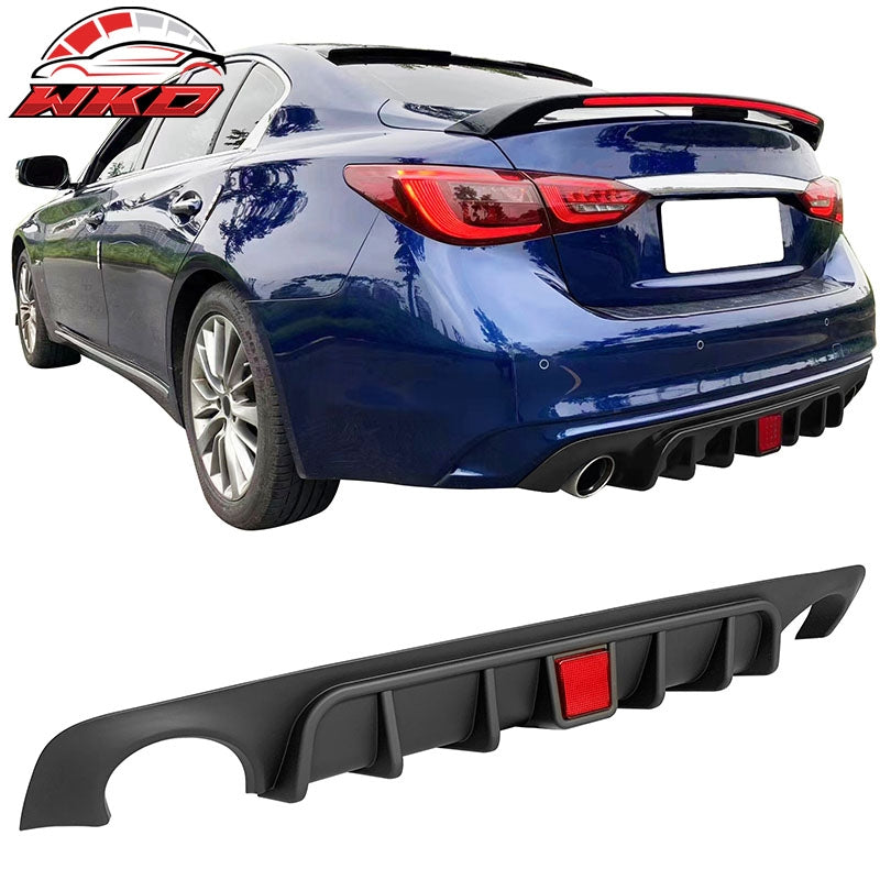 Wholesale 18-24 Infiniti Q50 Matte Black LED Brake Light Rear Bumper Lip Diffuser PP