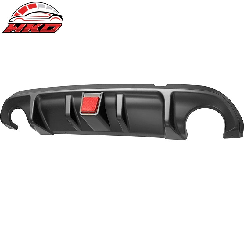 Fit 14-17 Infiniti Q50 Rear Bumper Lip Diffuser LED W/Brake Light PP Matte Black