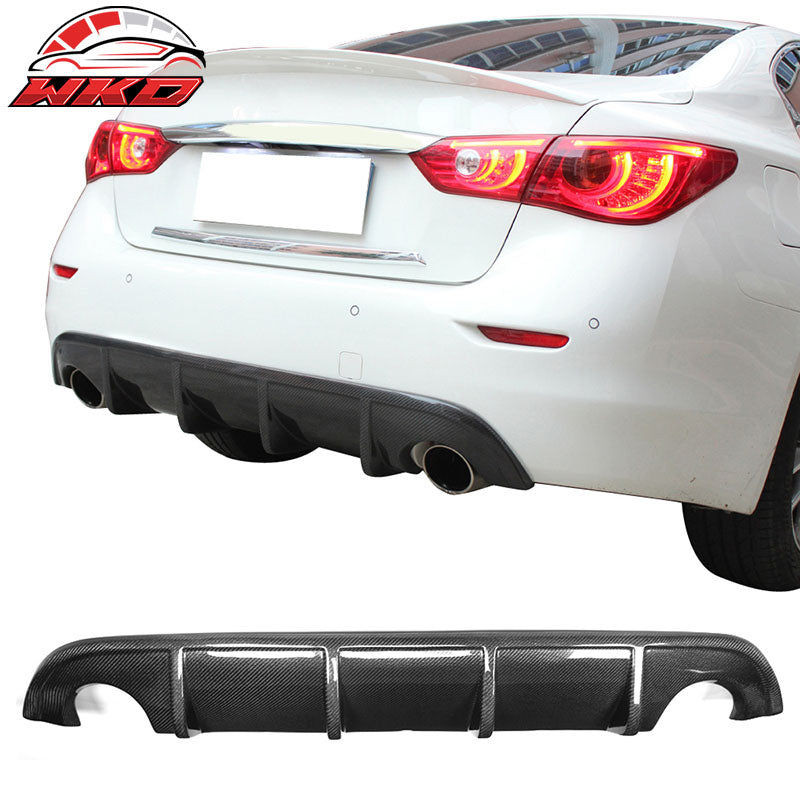 Fits 14-17 Infinite Q50 V37 S Style Rear Bumper Lip Diffuser FRP Carbon Fiber CF