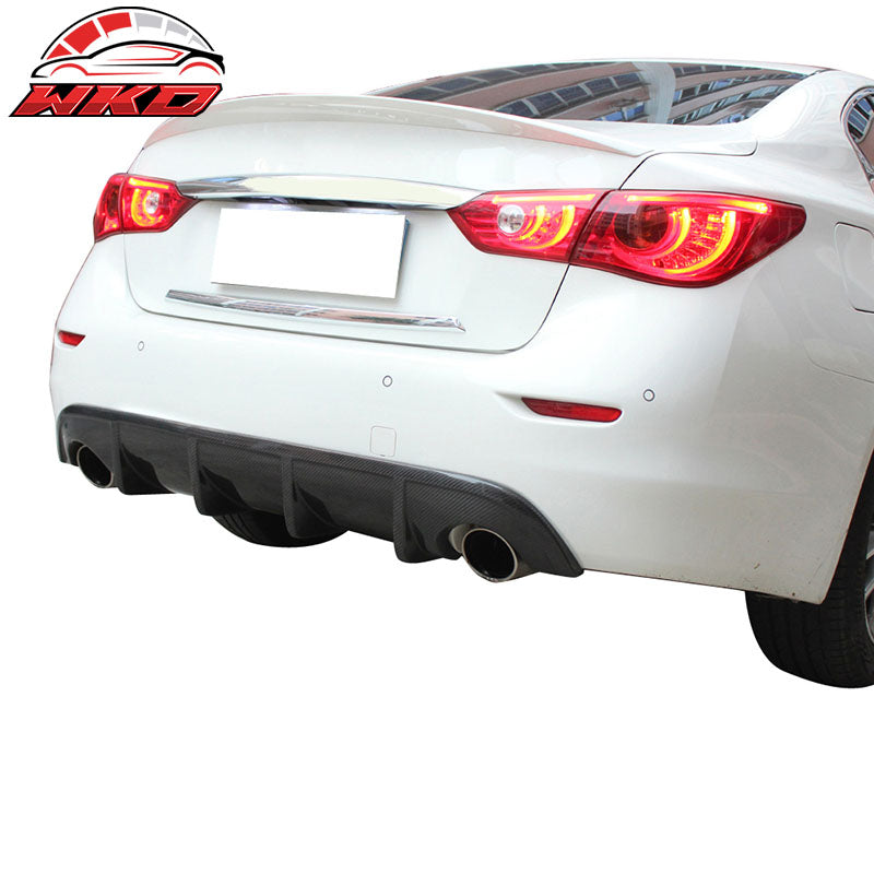 Fits 14-17 Infinite Q50 V37 S Style Rear Bumper Lip Diffuser FRP Carbon Fiber CF