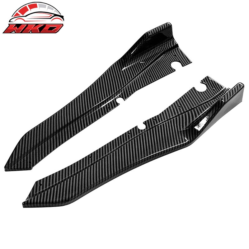 Fits 18-24 Infiniti Q50 2PC Rear Bumper Lip Splitter Apron PP Carbon Fiber Print