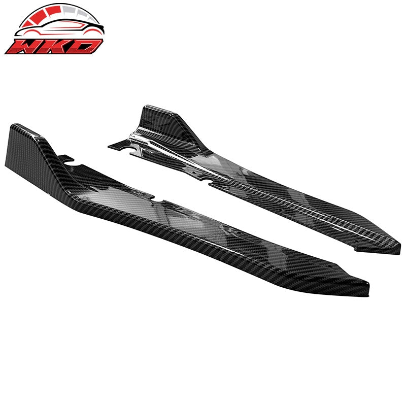 Fits 18-24 Infiniti Q50 2PC Rear Bumper Lip Splitter Apron PP Carbon Fiber Print