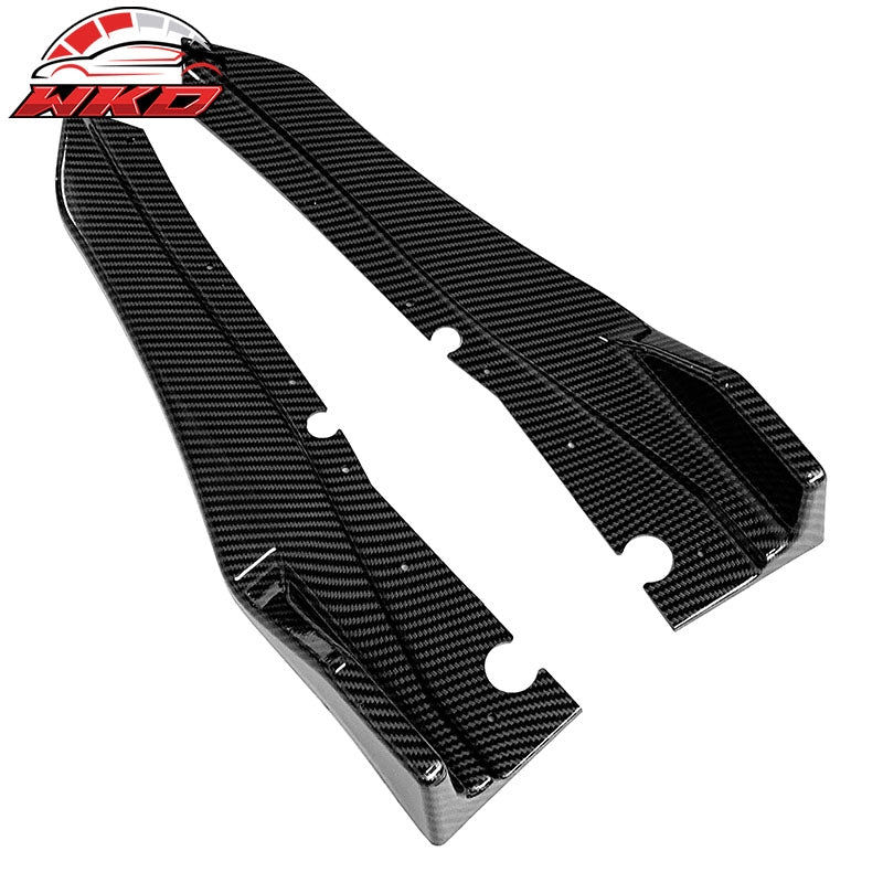 Fits 18-24 Infiniti Q50 2PC Rear Bumper Lip Splitter Apron PP Carbon Fiber Print