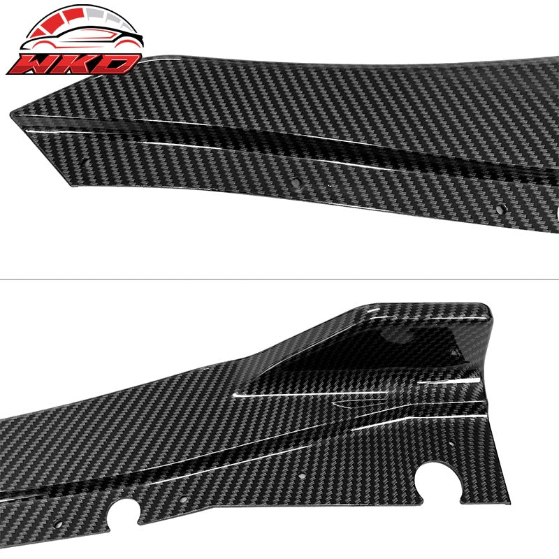 Fits 18-24 Infiniti Q50 2PC Rear Bumper Lip Splitter Apron PP Carbon Fiber Print