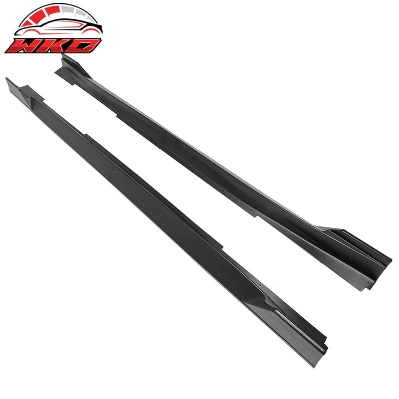 Fits 14-23 Infiniti Q50 IKON Style 4PCS Side Skirts Rocker Panel PP Matte Black
