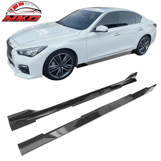 Wholesale 14-23 Infiniti Q50 IKON Style 4PCS Side Skirts Rocker PP Carbon Fiber Print