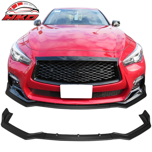 Wholesale 18-24 Infiniti Q50 Sport Front Bumper Lip Spoiler Splitter Matte Black 3PC