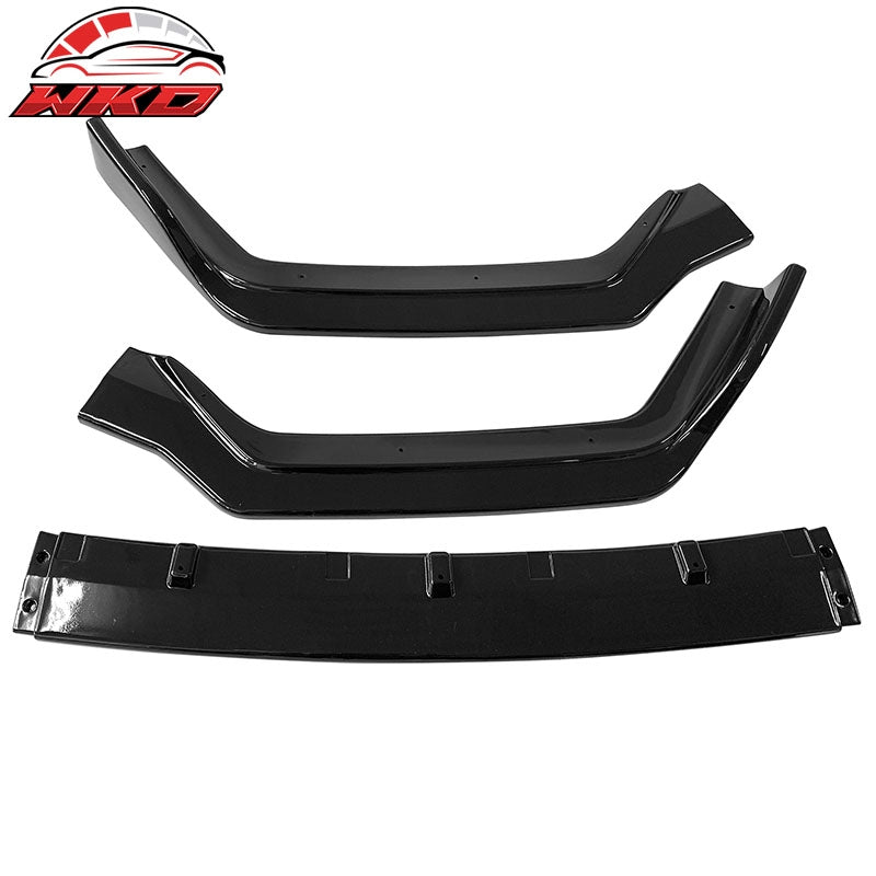 Fits 18-24 Infiniti Q50 Sport Gloss Black Front Bumper Lip Spoiler Splitter 3PC