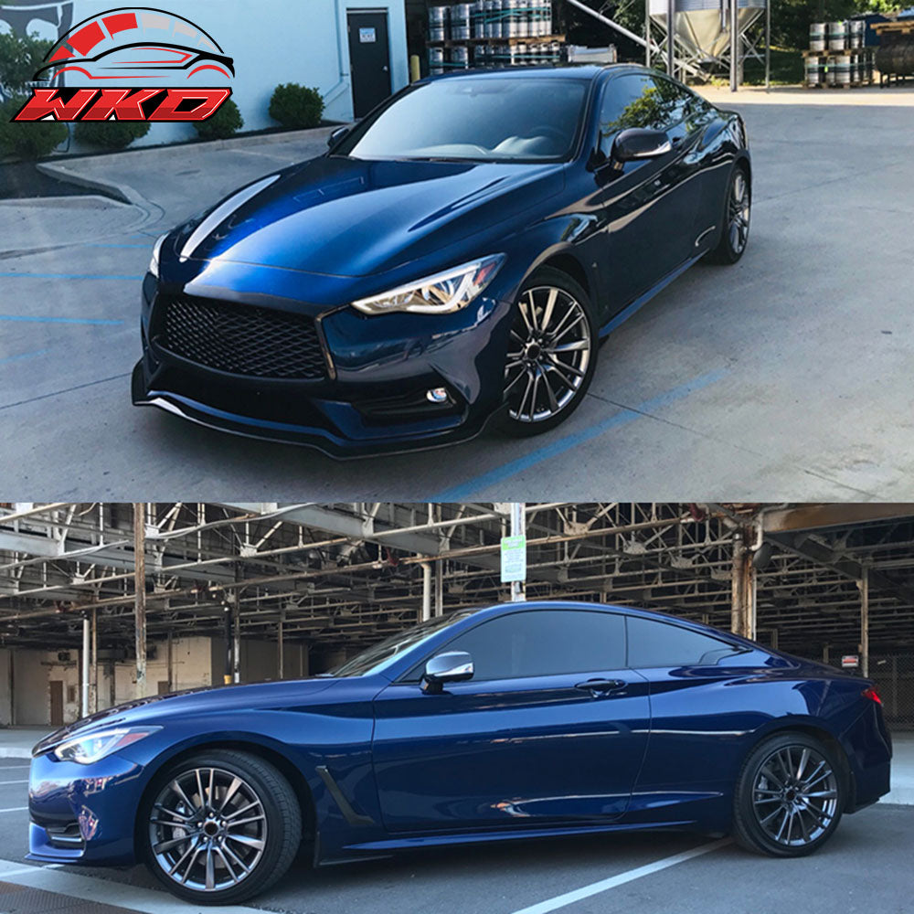 Fits 17-22 Infiniti Q60 Coupe Window Trim Chrome Delete Vinyl -Gloss Black