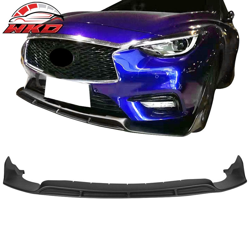 Fits 17-19 Infiniti QX30 IKON Style Front Bumper Lip Spoiler Unpainted Black PP