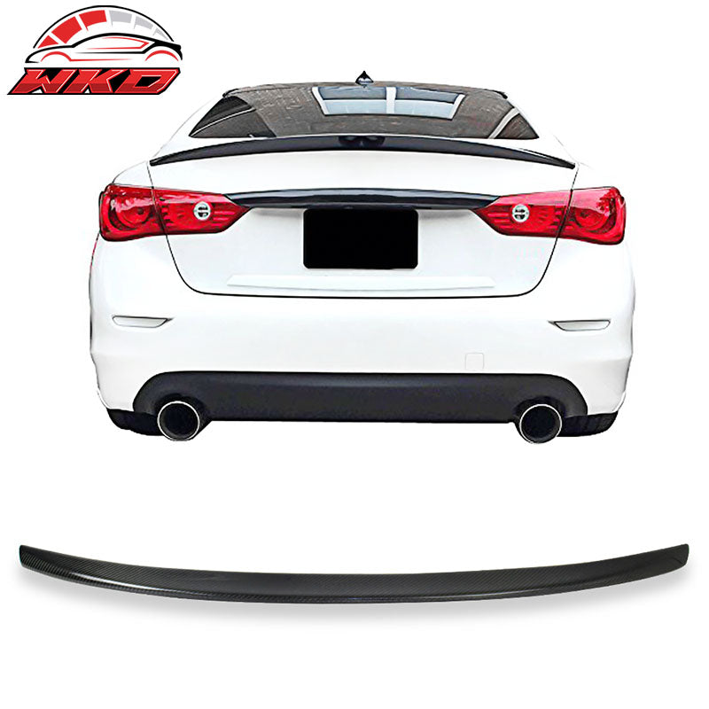 Fits 14-24 Infiniti Q50 IKON Style Carbon Fiber CF Rear Trunk Spoiler Wing Lip