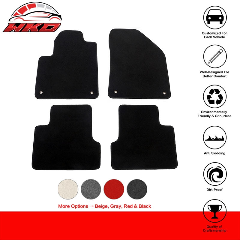 Fits 14-23 Jeep Cherokee Anti-Slip Front Rear Floor Mats Carpet Nylon 4PCS Black