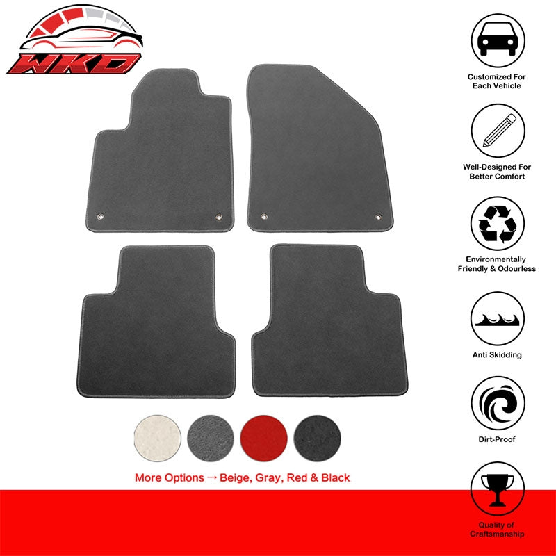 Fits 14-23 Jeep Cherokee Anti-Slip Front Rear Floor Mats Carpet Nylon 4PCS Gray