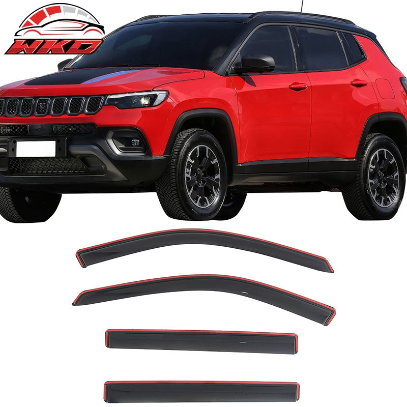 Wholesale 17-26 Jeep Compass In-Channel Window Visors Vent Rain Sun Guards Deflectors - Wikond Auto