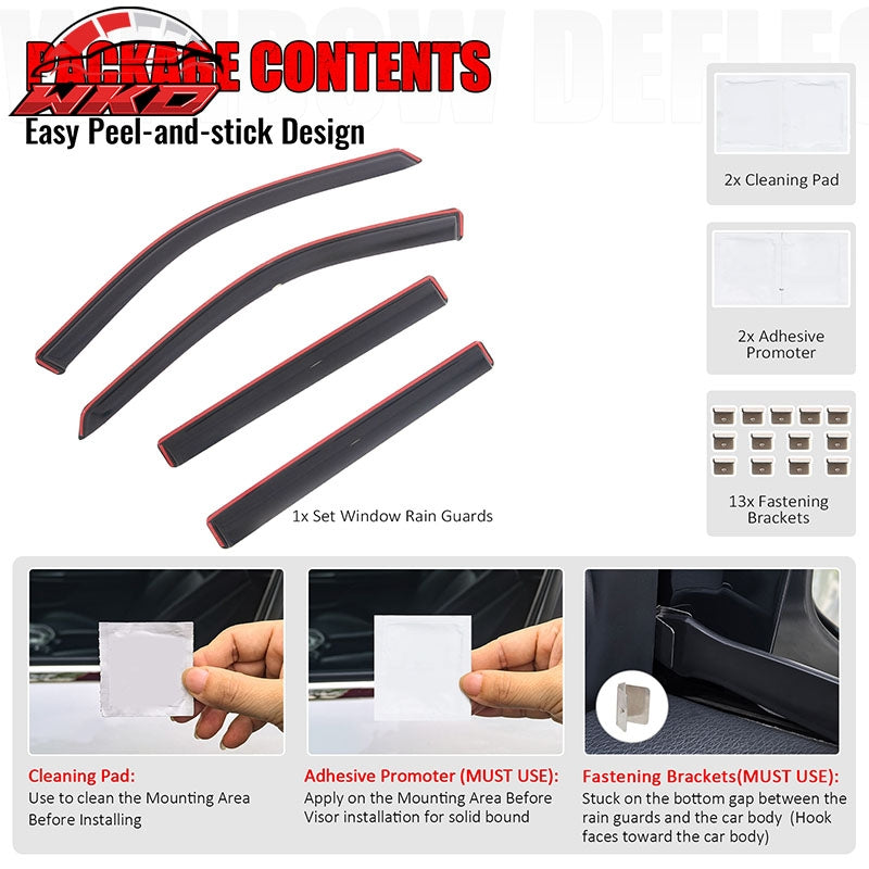 Wholesale 17-26 Jeep Compass In-Channel Window Visors Vent Rain Sun Guards Deflectors - Wikond Auto