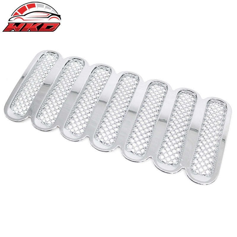 Fits 2007-2017 Jeep Wrangler & 18 Wrangler JK Front Grille Chrome ABS Mesh Style