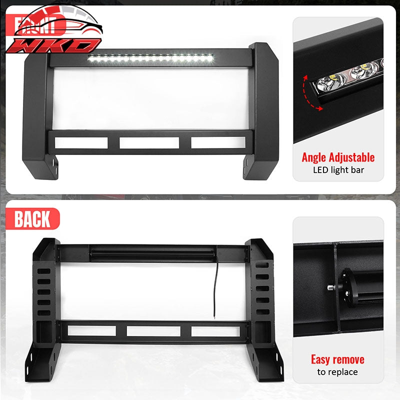 Fits 18-26 Jeep Wrangler JL 20-26 Gladiator JT Bull Bar Grille Guard W/LED Light