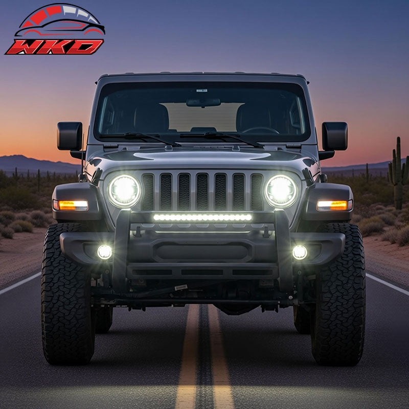 Fits 18-26 Jeep Wrangler JL 20-26 Gladiator JT Bull Bar Grille Guard W/LED Light