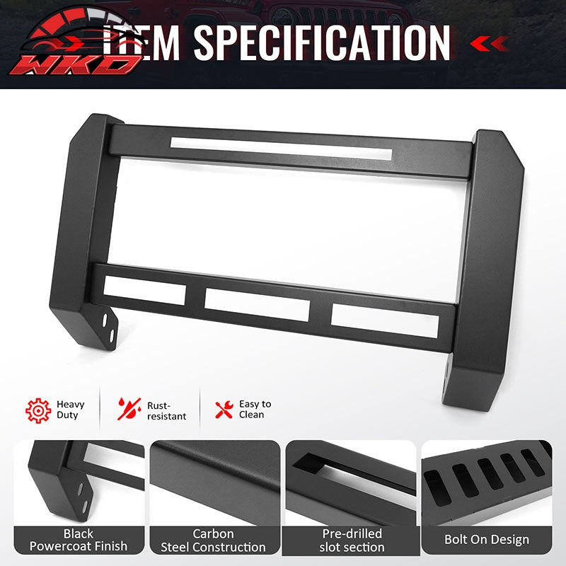 Fits 18-26 Jeep Wrangler JL 20-26 Gladiator JT Bull Bar Push Bumper Grille Guard