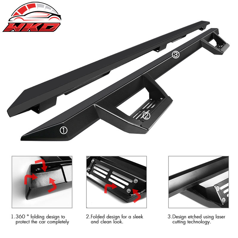 Fits 07-18 Jeep Wrangler JK 4DR IKON V2 Style Steel Running Boards Black